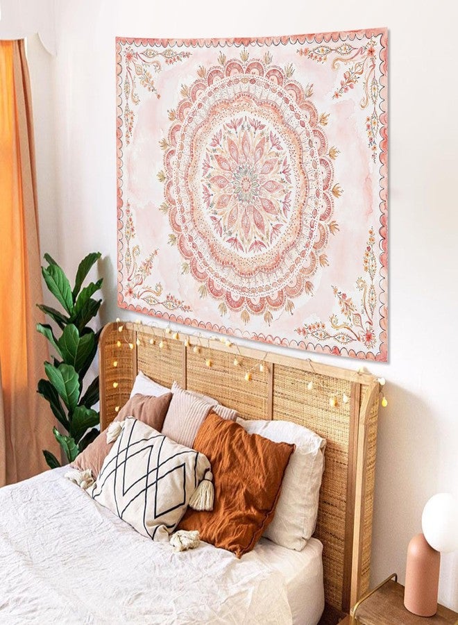 Fowocu Boho Floral Mandala Tapestry Wall Hanging Pink Bohemian Flower Medallion Tapestry Aesthetic Watercolor Hippie Indian Small Tapestries for Bedroom Living Room Dorm Decor 40 x 30 Inch - Image 3